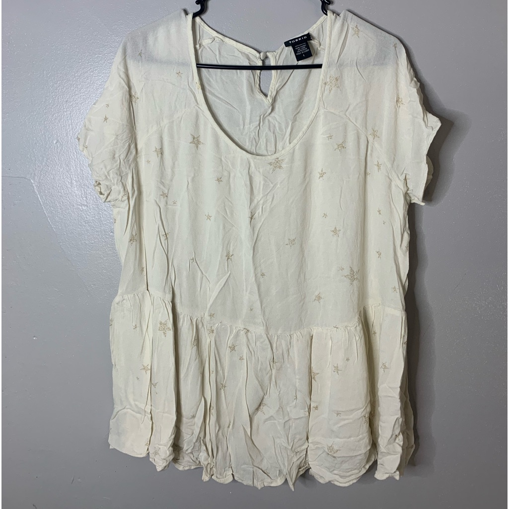Torrid White Babydoll Blouse With Stars